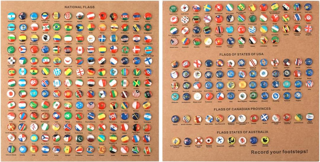 291pcs National Flag Thumb Tacks, Creative Country Flag Push Pins with Cork Board Push Pins for Map Travel Map Tacks for Bulletin Boards Soft Boards Offices Homes