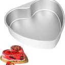 HEYYUMI Heart Shaped Cake Pan, 8 Inch, Aluminum, Nonstick, Heart Cake Tin Mold for Baking, Silver