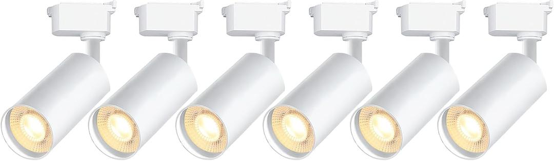 Brightened White H Type Track Lighting Heads (No Track Rails), 6PCS 6000K Cool White 20W 2400lm for Accent Lighting, Dimmable LED Track Lighting Ceiling Spotlight Fixture