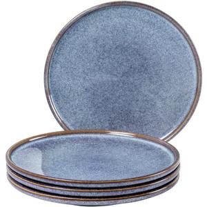 UNICASA Ceramic Dessert Plates - Dinner Salad Plates Set of 4, 8.25 Inch Round Serving Dishes Set for Pasta - Stoneware Dinnerware Set Kitchen, Dishwasher, Microwave & Oven Safe (Blue)