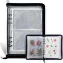 Sticker Storage Organizer Binder A5 Sticker Collecting Book Zipper Album for Adult with Blank Reusable Release Paper and Pocket Pages (Black)