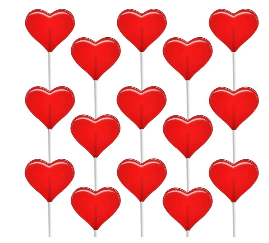 Mini Red Heart Lollipops, 20 lb Bulk, 1600 Lollipops, EXP: 06/08/2027