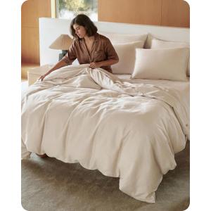 Bedsure 100% Organic Cotton Duvet Cover King Size - GOTS Certified, Luxury PureWoven Duvet Cover Set with Zipper, Ultra-Soft Breathable Bedding Set for Home Hotel(Linen, 104"x90") 2 Pillowcases