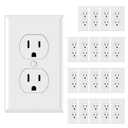 AIDA Outlet White Duplex Receptacle with Wall Plate, Electrical Outlet Electrical Wall Outlet, 15 Amp Outlet 125V, Self-Grounding, 2-Pole, 3-Wire, 5-15R, UL Listed, 20 Pack