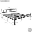 Metal Platform King Bed Frame with Headboard Sturdy Steel Slats Support No Box Spring Needed Easy Assembly Black
