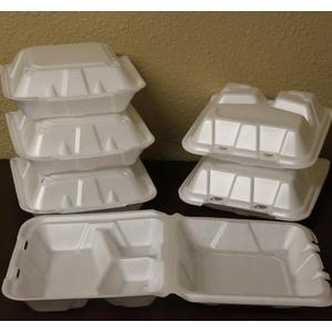 Foam Hinged Lid Carryout Containers Large, Three Compartment w/ Optional Lid Vents 9" X 9" X 3-1/4"