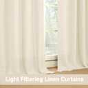 LAMIT Light Beige Linen Curtains for Living Room 84 inch Length 2 Panels, Linen Textured Thermal Insulated Curtains Burlap Privacy Grommet Drapes for Bedroom/Farmhouse, 2 Panels, W52 x L84