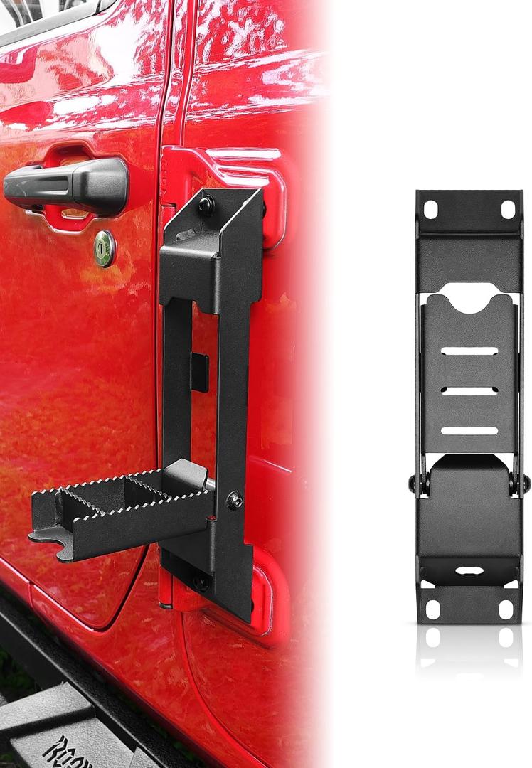 ROADER Wrangler Door Hinge Step Folding Foot Pedal for Jeep Wrangler 2007-2024 JK JKU JL JLU & Gladiator JT 2018-2024Folding Foot Pedal Rooftop Access No Drilling-1 Piece (Not fit 2021 Gladiator)