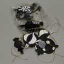 Panelee 20 Pcs Christmas Candy Tree Ornaments PVC Christmas Candy Cane Lollipop Ornament Xmas Hanging Decors Birthday Party Decoration Crafts for Holiday Xmas Tree Party (Black and White)