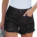 luvamia Jean Shorts for Women High Waisted Stretchy Distressed Denim Shorts Ripped Frayed Raw Hem Summer Casual Shorts, XL