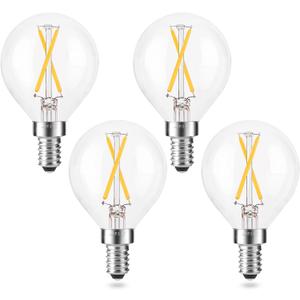 Dimmable 2 Watt Candelabra LED Light Bulb (25W Equivalent), AIELIT E12 Globe LED Bulb, Small Chandelier Base, Antique G15 Filament Edison Bulb for Nightstand Lamp, 200 lm, Warm White 2700K Clear, 4 Pcs