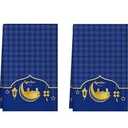 Ramadan Table Runner - Islamic Ramadan Decorations for Table - Muslim Decorations for Home Kitchen Dining Room 2Pcs Blue Napkin