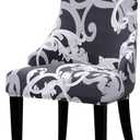 Liykimt Stretch Wingback Side Chair Slipcover-Accent Chair Cover Slipcover with Arm,Washable Upholstered Arm Dining Chair with Nailed Trim Protector for Dining Living Room Set of 1,Black/Gray
