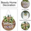 Interchangeable Seasonal Welcome Sign Front Door Decoration, Rustic Round Wood Wreaths Wall Hanging Outdoor, Farmhouse, Porch, for Spring Summer Fall All Seasons Holiday Halloween Christmas.