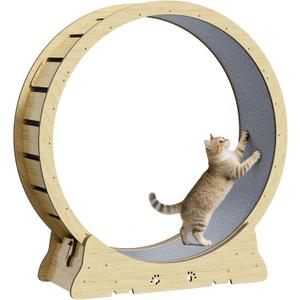 Large Cat Exercise Wheel, Quiet 48" Cat Treadmill for Indoor Cats, Running Wheel with Carpeted Runway & Stability Base, Ideal for Multiple Cats & Large Breeds for Fitness & Active Play