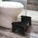 Bamboo Toilet Stool, 7" Toilet Stool Squat Adult, Non-Slip Poop Stool for Bathroom, Portable Squat Toilet Pooping Stool for Kids, Easy of Use and Clean - Improve Squatting Posture and Comfort (Black) (7inch (1 Pack))
