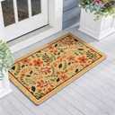 Lyrow Spring Floral Coir Door Mat Wildflower Flower Doormat Flower Floor Mat 29.5 x 17.7inch Non Slip Vintage Spring Welcome Doormat Retro for Outdoor Front Door Entrance Home Patio
