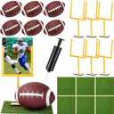 6 Set Football DIY Table Centerpiece Decor Set Includes Mini Footballs, Artificial Turf, Rugby Hoop Photo Goalposts, Football Tabletop Centerpiece Decoration for Game Birthday Party Favors