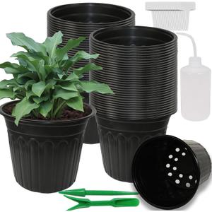 50-Pack 2.5 Gallon Flexible Plastic Plant Pots,Thickened Soft Seed Starting Container for Indoor Outdoor Plants, Seedlings, Vegetables, Succulents and Cuttings