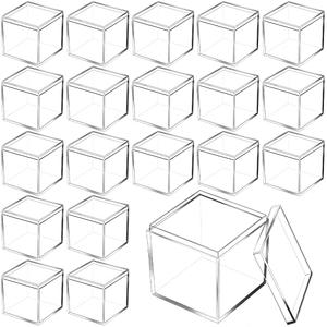 Tuanse 40 Pcs Acrylic Box with Lid Clear Small Acrylic Box Plastic Square Cube with Lid Mini Containers Display 2.2 x 2.2 x 2.2 Inch for Candy Pill Tiny Jewelry Toys Gifts