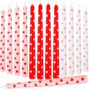 12 Pcs Valentine Taper Candles 10 Inch Tall Unscented Heart Candles Stick Valentine Gifts Holiday Decor for Dinner, Party, Wedding, Anniversary(Red,Pink,White,Heart)