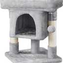 Topeakmart Cat Tree with Extra Large Plush Perch, Soft Cat Condo & Sisal-Covered Scratching Posts for Large Cats, Kittens Cats, 23.5 Inches, Light Gray