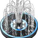 Solar Fountain Glass Panel with 2200 mah Battery, 3.5W Floating Solar Water Fountain with 4 Fixed Rods, Solar Fountain Pump for Bird Bath, Garden, Pond, Pool, Outdoor-White Lights