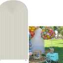 Beige Ripples Pattern Arch Backdrop Cover for Birthday Party Wedding Baby Shower Decorations Chiara Backdrops Arched Wall Frame Stands Covers Props, 4ft * 7ft