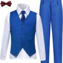Boys Suits Slim Fit Toddler Tuxedo Suit Set for Teen Boys Communion Dress Clothes Kids Wedding Ring Bearer Outfit, 16 Years, Royal Blue
