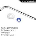 Voolan Shower Arm with Flange and Teflon Tape, Extension Shower Head Arm for Bathroom Fixed Shower Head, Solid Stainless Steel, Wall Mounted (20 Inch, Chrome)