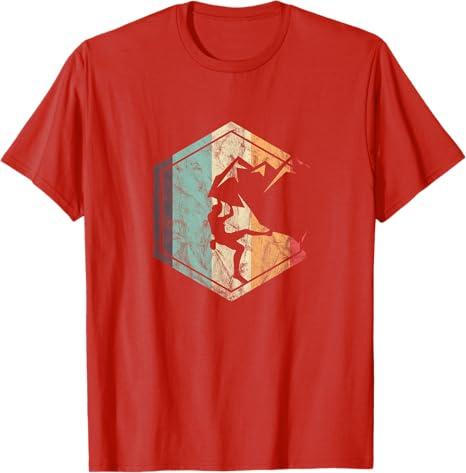 Climbing Mountaineering Climber Athletes Mountain Rock Gift T-Shirt Red Large