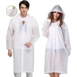 BigLion Adult Waterproof Reusable Rain Hooded Poncho with Sleeves , for Camping travel Mountaineering, White