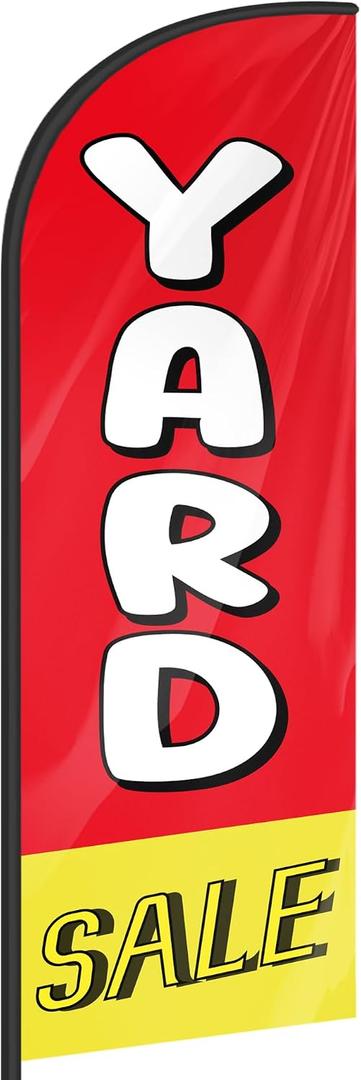 Yard Sale Feather Flag for Business Advertising 6 FT Swooper Flag for Storefronts Retailers Shops Food Trucks Events and Fairs (Flagpole Not Included)
