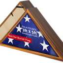 Flag Display Case for 3' x 5' Folded American Thin Flag, Military Flag R Edge Shadow Box with HD Tempered Glass and Wall Mount for Veteran - Retro