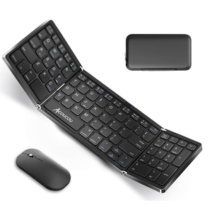 Foldable Keyboard and Mouse, EDJO Folding Keyboard Mouse Combo with Portable Case, 2.4G Wireless & Bluetooth, USBC Rechargeable Travel Combo for Windows, Mac OS, iOS, Android PC/Laptop (Black)