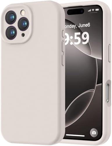 LOVE 3000 Designed for iPhone 16 Pro Case, Premium Silicone with [Soft Anti-Scratch Microfiber Lining] Shockproof Protective Phone Case for Men Women Girls 6.3", Stone