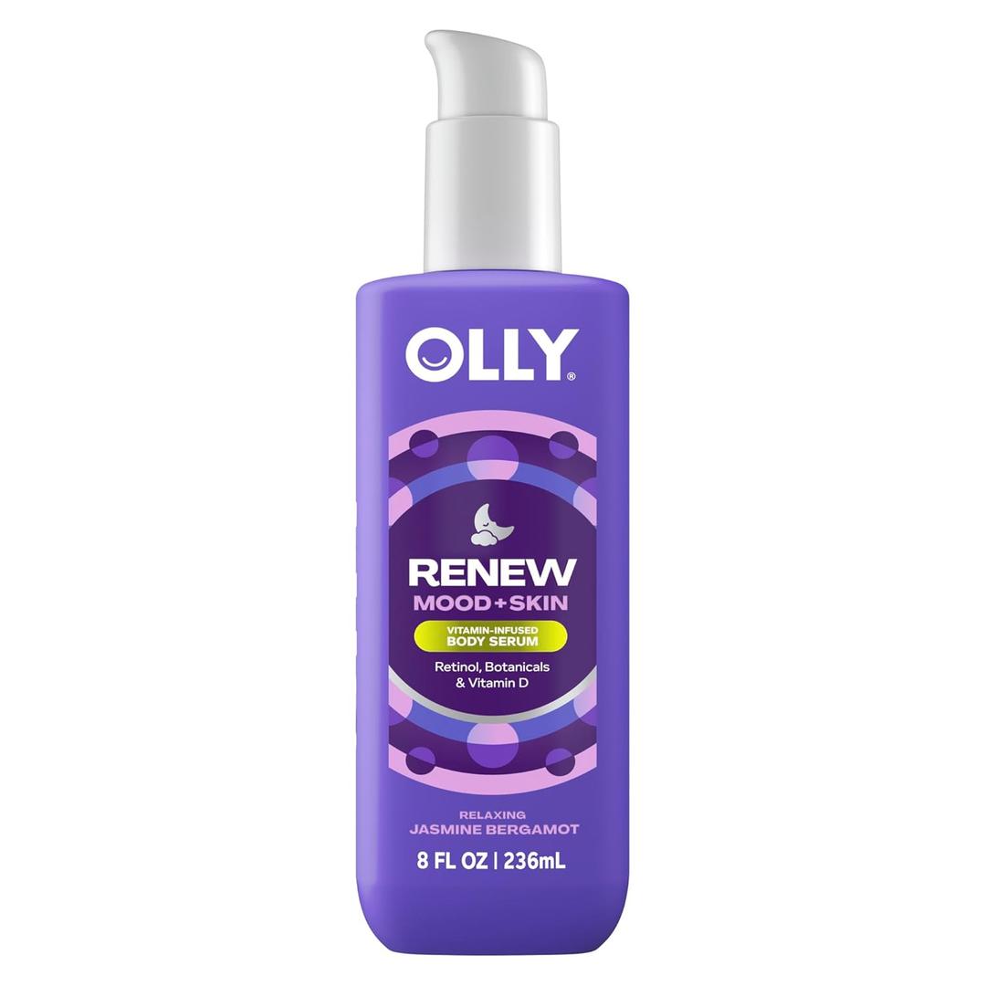 OLLY Body Lotion-Serum with Vitamin D, Retinol & Botanicals Nourishing Cleanser for Skin Barrier Repair, Deep Hydration, Jasmine Bergamot Scent, 8oz