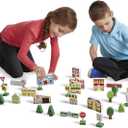 Melissa & Doug Wooden Town Play Set with Storage Tray (32 pcs) Pretend Play Wooden Town Set for Kids with Storage