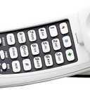 AT&T 210 Basic Trimline Corded Phone, No AC Power Required, WallMountable, White