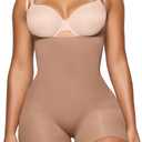 YIANNA Shapewear for Women Tummy Control Bodysuit Open Bust Mid Thigh Seamless Sculpting Body Shaper (Large-X-Large)