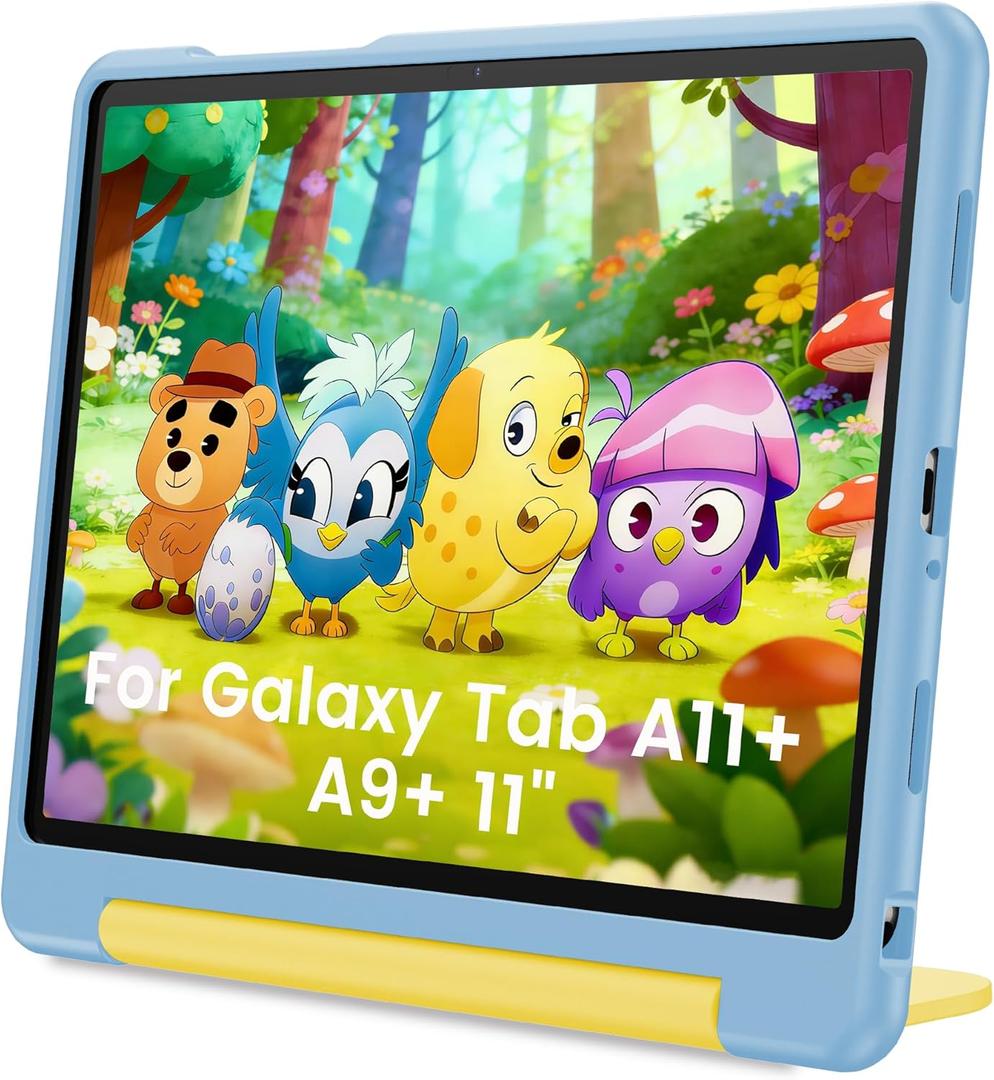 INFILAND Kids Case for Samsung Galaxy Tab A11+ Plus / A9+ Plus 11 inch (2023/2025), Durable Soft Shockproof Stand Protective Cover with Handle (Sky Blue-Yellow)