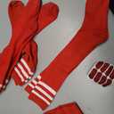 Panitay 12 Pcs Sport Accessories 6 Softball Soccer Socks 6 Glitter Eyeblack Stickers for Youth Women Adult Sports Supplies (Red)