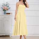 Womens Corset Dress Sexy Thigh Spaghetti Strap Bustier Cocktail Dress Low Cut Boho Formal Dresses with Pockets (Yellow, M)