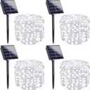 4 Pack Solar String Lights Outdoor, Extra-Long 400LED Solar Fairy Lights Waterproof, Outdoor Twinkle Light Silver Wire 8 Modes Fairy Light for Tree Garden Party Xmas Wedding Decor (Cool White)