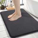 OLANLY Thick Memory Foam Small Bathroom Rugs 24x16, Extra Soft Absorbent Bath Rug, Quick Dry Bath Mat, Non-Slip, Machine Washable Carpet for Bathroom, Tub and Shower, Home Decor Accessories, Dark Grey