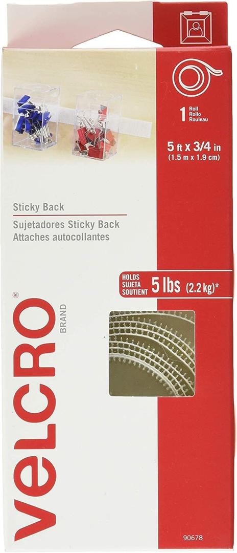 VELCRO Brand - Sticky Back Hook and Loop Fasteners  Peel and Stick Permanent Adhesive Tape Keeps Classrooms, Home, and Offices Organized  Cut-to-Length Roll | 5ft x 3/4in Tape | White