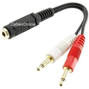 CablesOnline, 6-inch 3.5mm Stereo Female to Dual 3.5mm Mono Male Left/Right Adapter Cable, AV-Y16