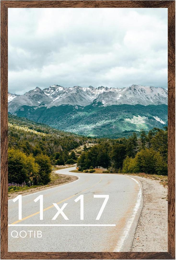 11x17 Picture Frame Deep Brown for Wall Hanging, Wood 11 x 17 Frame Photo Frame for Wall Horizontally or Vertically, Deep Brown, 1 Pack