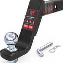 TYT Trailer Hitch Ball Mount Kit, 6-Inch Drop, Fits 2-Inch Receiver, 2-Inch Trailer Ball with 5/8" Hitch Pin Clip, Rated 7,500 lbs GTW / 750 lbs TW