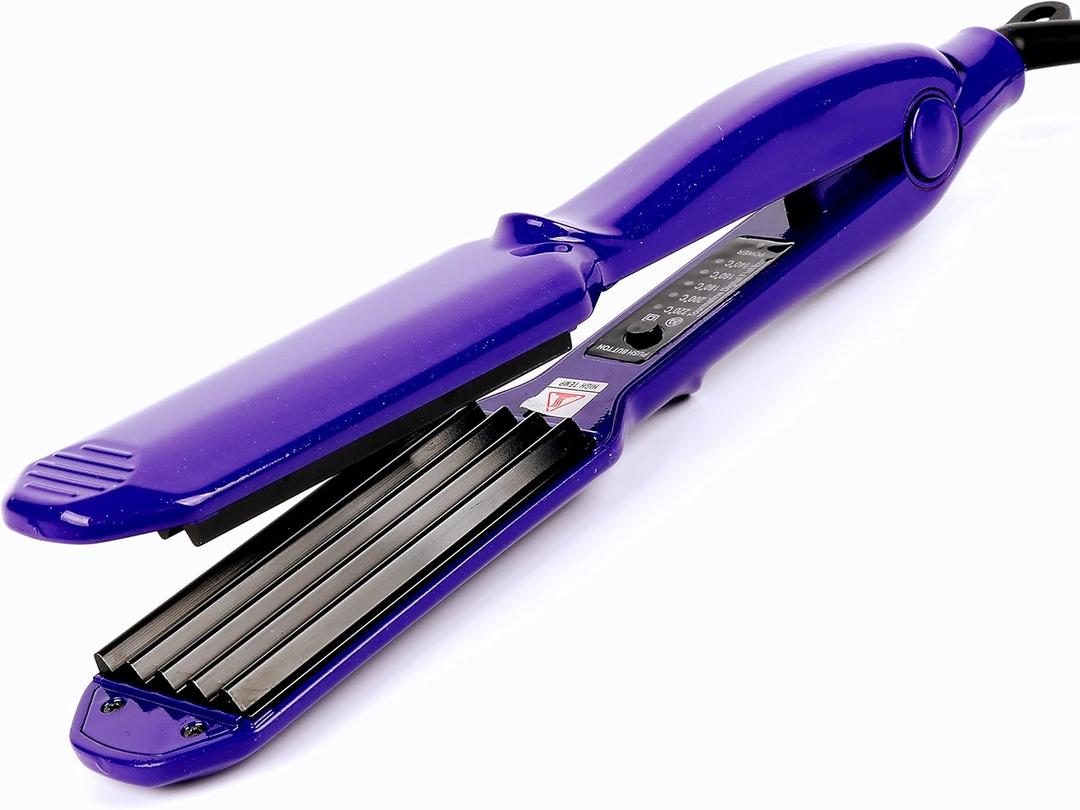 Ceramic Crimper Iron for Volumizing Fluffy Hairstyle, Corrugation Crimper Hair Iron, Anti Static Ceramic Hair Crimping Iron Adjust Temperature (purple)